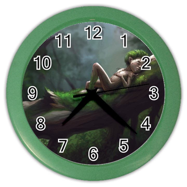 Wooden Child Resting On A Tree From Fonebook Color Wall Clock