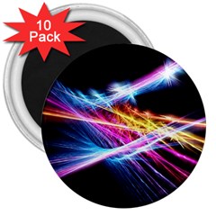 Colorful Neon Light Rays, Rainbow Colors Graphic Art 3  Magnets (10 Pack)  by picsaspassion