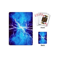 Blue Lightning Thunder At Night, Graphic Art 3 Playing Cards Single Design (mini) by picsaspassion