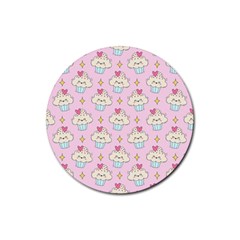 Kawaii Cupcake  Rubber Round Coaster (4 Pack)  by lisamaisak