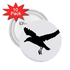 Seagull Flying Silhouette Drawing 2 2 25  Buttons (10 Pack)  by dflcprintsclothing
