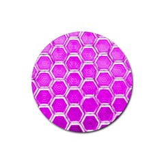 Hexagon Windows  Rubber Round Coaster (4 Pack)  by essentialimage365