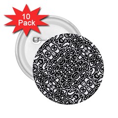 Interlace Black And White Pattern 2 25  Buttons (10 Pack)  by dflcprintsclothing