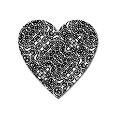 Interlace Black And White Pattern Heart Magnet by dflcprintsclothing