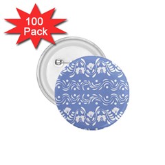 Blue White Ornament 1 75  Buttons (100 Pack)  by Eskimos