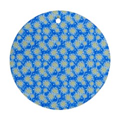 Hydrangea Blue Glitter Round Round Ornament (two Sides) by Dutashop