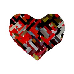 Maze Abstract Texture Rainbow Standard 16  Premium Flano Heart Shape Cushions