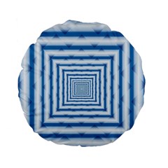 Metallic Blue Shiny Reflective Standard 15  Premium Flano Round Cushions