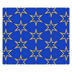 Star Pattern Blue Gold Double Sided Flano Blanket (small)  by Dutashop