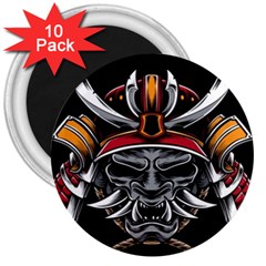 Samurai Oni Mask 3  Magnets (10 Pack)  by Saga96