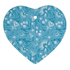 Blue White Flowers Ornament (heart) by Eskimos
