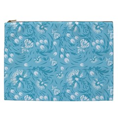 Blue White Flowers Cosmetic Bag (xxl) by Eskimos