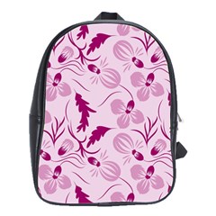 Dark Pink Flowers School Bag (large) by Eskimos