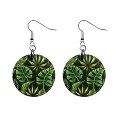 Green Tropical Leaves Mini Button Earrings by goljakoff