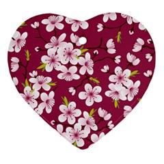 Cherry Blossom Heart Ornament (two Sides) by goljakoff