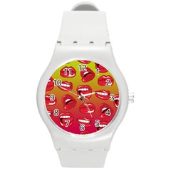 Hot Lips Round Plastic Sport Watch (m)