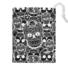 Sugar Skulls Bw Drawstring Pouch (5xl) by ExtraGoodSauce