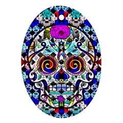 Sugar Skull Pattern 2 Ornament (oval) by ExtraGoodSauce