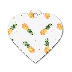 Pineapple Pattern Dog Tag Heart (one Side) by goljakoff