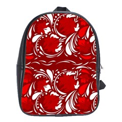 Red Ethnic Flowers School Bag (xl) by Eskimos