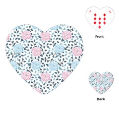 Cute Light Pink And Blue Modern Rose Pattern Playing Cards Single Design (heart) by Grafftimi