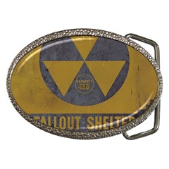 Fallout Shelter In Basement Radiation Sign Belt Buckles