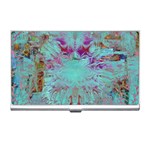 Retro Hippie Abstract Floral Blue Violet Business Card Holder Front
