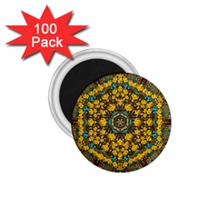 Mandala Faux Artificial Leather Among Spring Flowers 1 75  Magnets (100 Pack)  by pepitasart