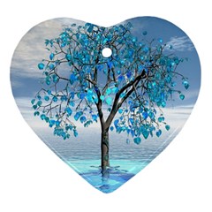 Crystal Blue Tree Heart Ornament (two Sides) by icarusismartdesigns