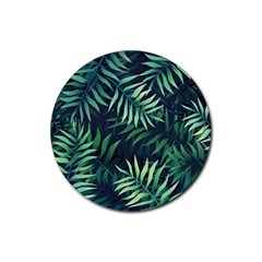Green Leaves Rubber Coaster (round)  by goljakoff