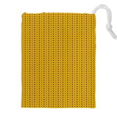 Yellow Knitted Pattern Drawstring Pouch (4xl) by goljakoff