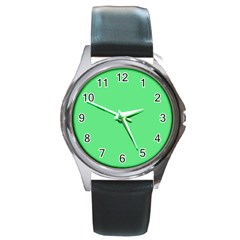 Algae Green Round Metal Watch by FabChoice