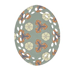 Flowers Leaves  Floristic Pattern Oval Filigree Ornament (two Sides)