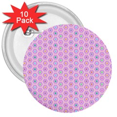 Hexagonal Pattern Unidirectional 3  Buttons (10 Pack)  by Dutashop
