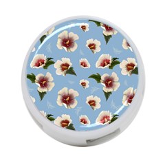 Delicate Hibiscus Flowers On A Blue Background 4-port Usb Hub (two Sides) by SychEva