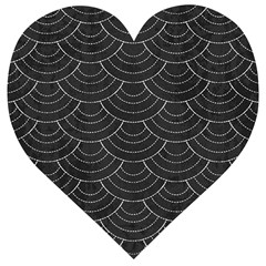 Black Sashiko Pattern Wooden Puzzle Heart by goljakoff