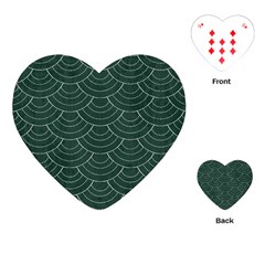 Green Sashiko Pattern Playing Cards Single Design (heart) by goljakoff