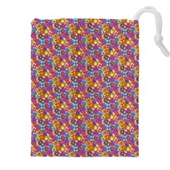 Groovy Floral Pattern Drawstring Pouch (5xl) by designsbymallika
