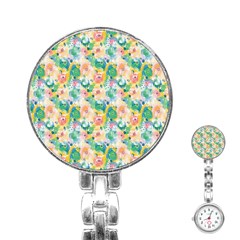 Water Color Floral Pattern Stainless Steel Nurses Watch by designsbymallika