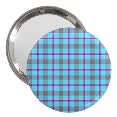 Tartan Mauve Purple Cyan 3  Handbag Mirrors by oudeenpattern