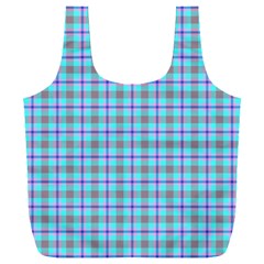 Tartan Mauve Purple Cyan Full Print Recycle Bag (xxxl) by oudeenpattern