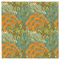 Orange Flowers Wooden Puzzle Square by goljakoff