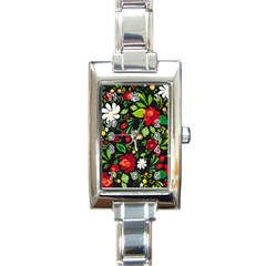 Russian Khokhloma Rectangle Italian Charm Watch by goljakoff