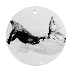 Blue Whale In Clouds Round Ornament (two Sides) by goljakoff