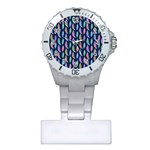 Watercolor Feathers Plastic Nurses Watch Front