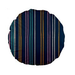 Multicolored Stripes On Blue Standard 15  Premium Round Cushions by SychEva
