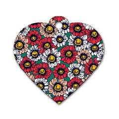 Daisy Colorfull Seamless Pattern Dog Tag Heart (one Side) by Kizuneko