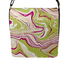 Green Vivid Marble Pattern 6 Flap Closure Messenger Bag (l) by goljakoff