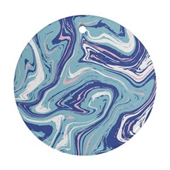 Blue Vivid Marble Pattern 9 Round Ornament (two Sides) by goljakoff