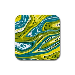 Green Vivid Marble Pattern Rubber Coaster (square)  by goljakoff